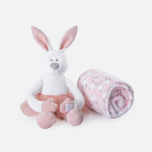 Warm Hug Plush toy & blanket set (Pink-Bunny)