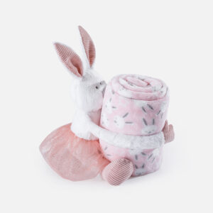 Warm Hug Plush toy & blanket set (Pink-Bunny)