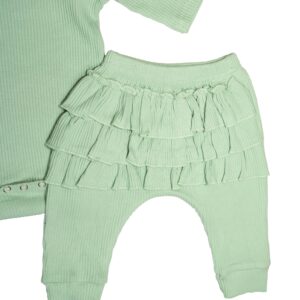 Organic Cotton 3pcs baby girl outfit Green