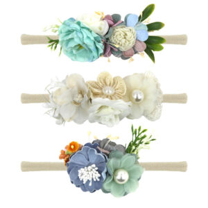 Newborn Baby Girl Floral Nylon Headbands Design 1